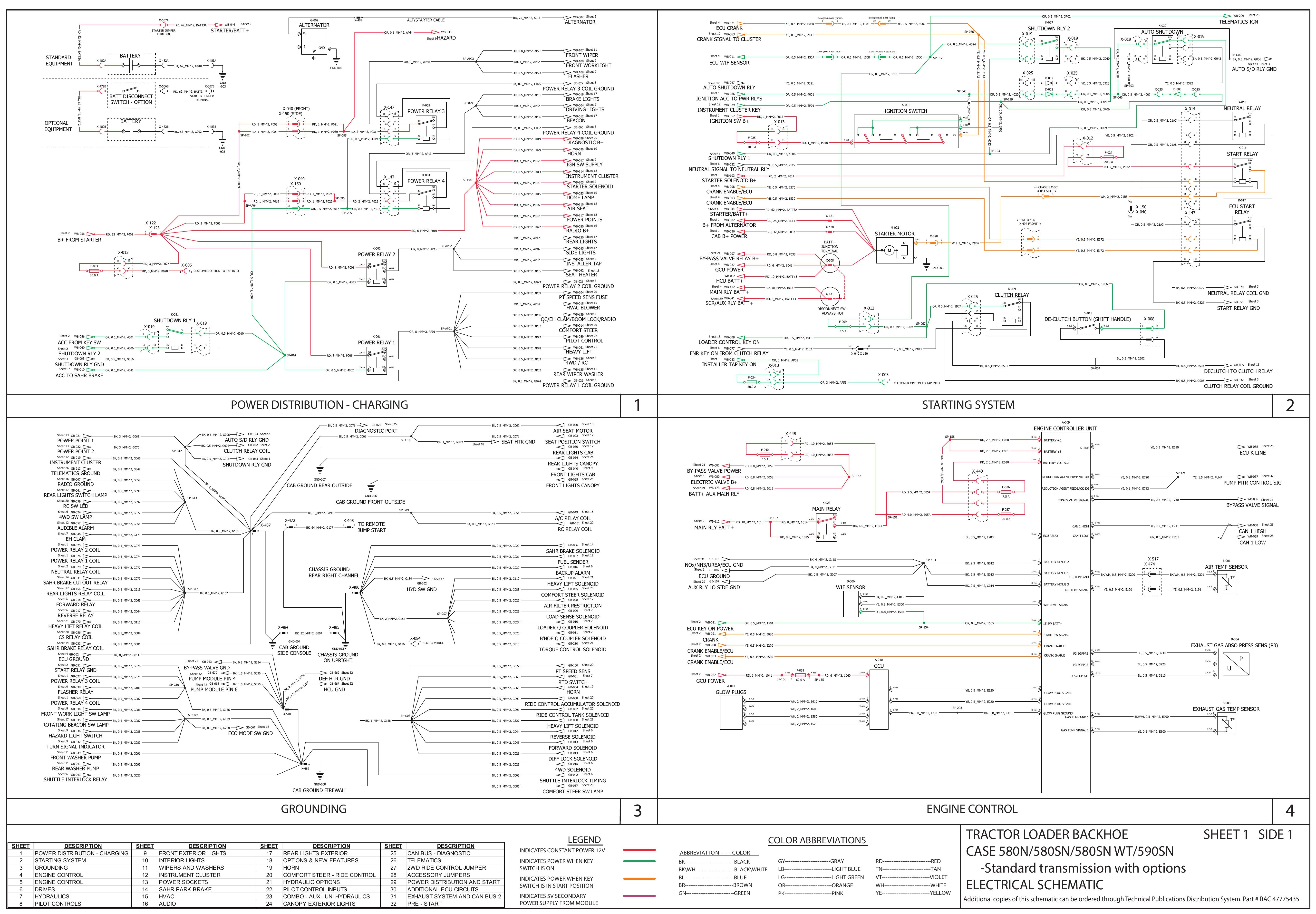 580N580SN580SN WT590SN TRACTOR LOADER BACKHOE Standard transmission without options2 ELECTRICAL SCHEMATIC